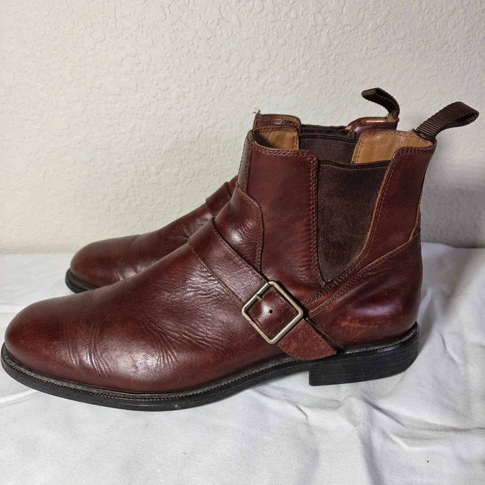 Johnston & Murphy XC4 Mens 10.5 M Leather Monk Strap Chelsea Boots Brown 20-1642